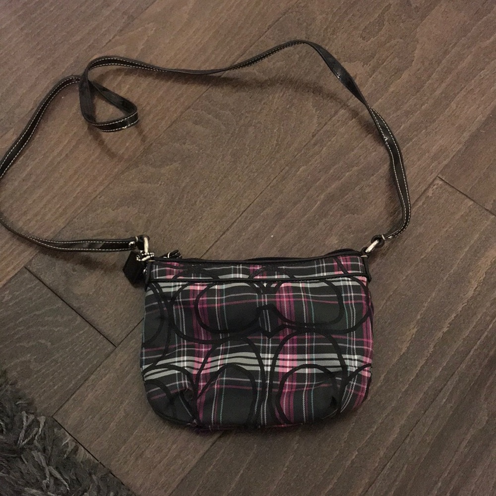 Coach plaid mini crossbody bag